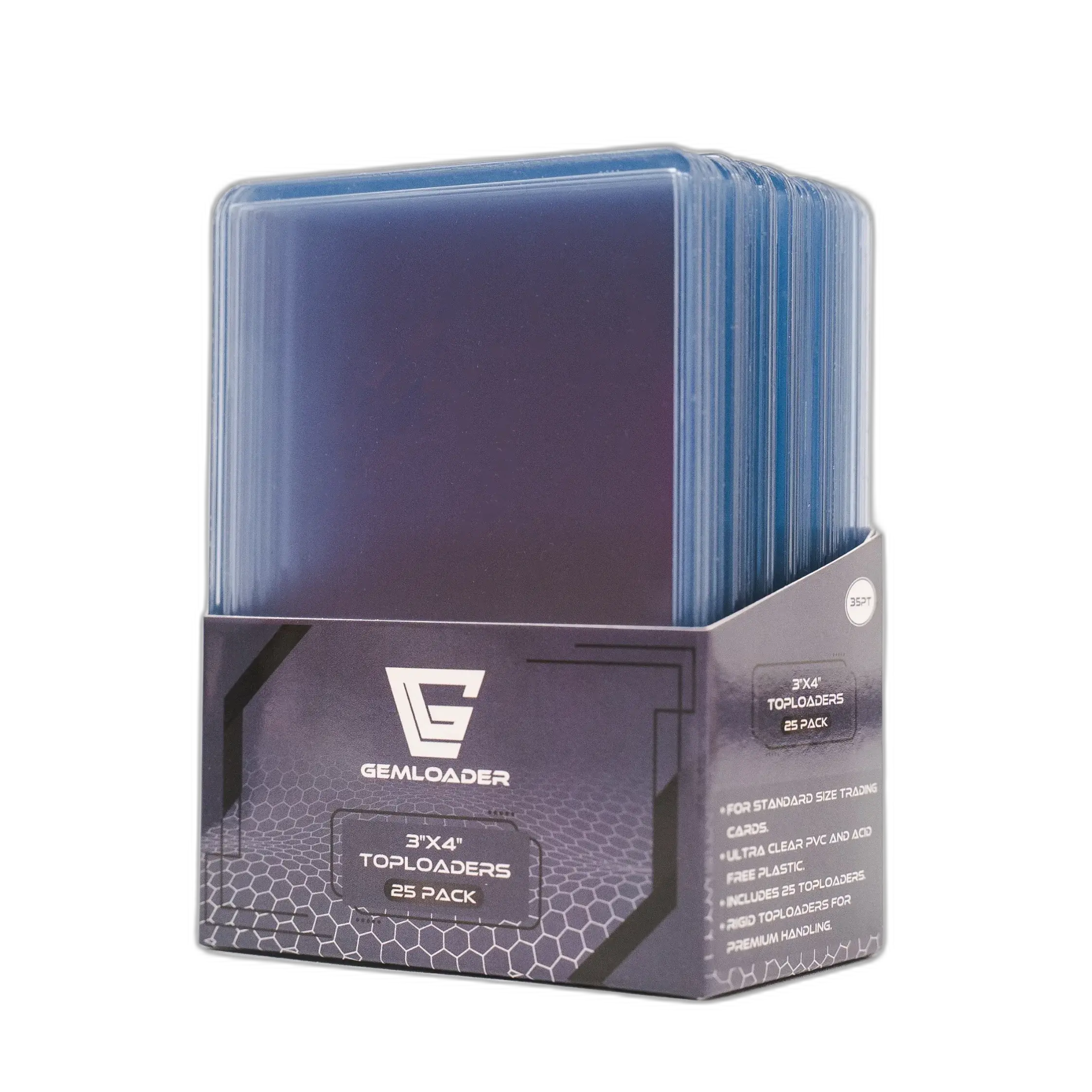 Toploaders rigides cristallins Gemloader — lot de 25