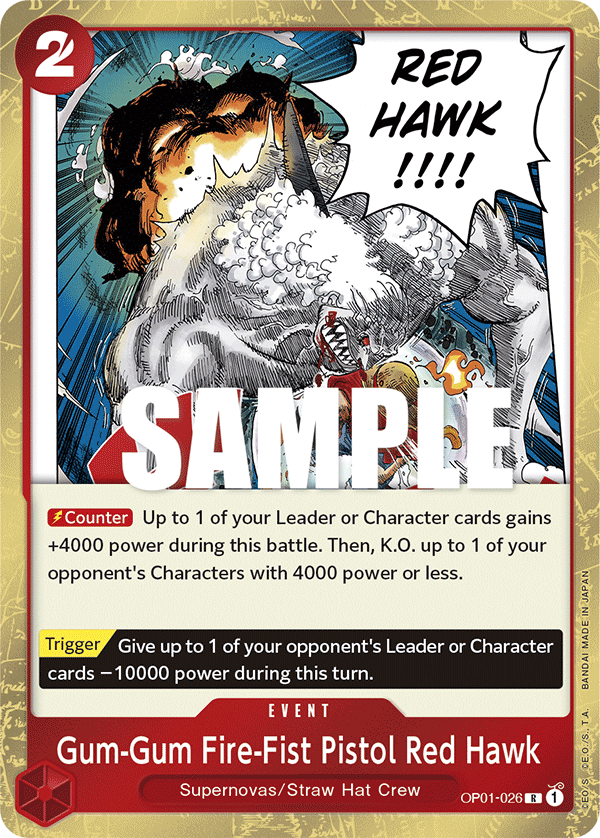 Gum-Gum Fire-Fist Pistol Red Hawk · OP01-026