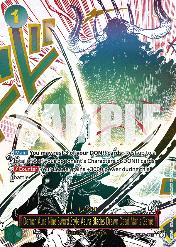 Demon Aura Nine Sword Style Asura Blades Drawn Dead Man's Game · OP12-037 · Alt Art